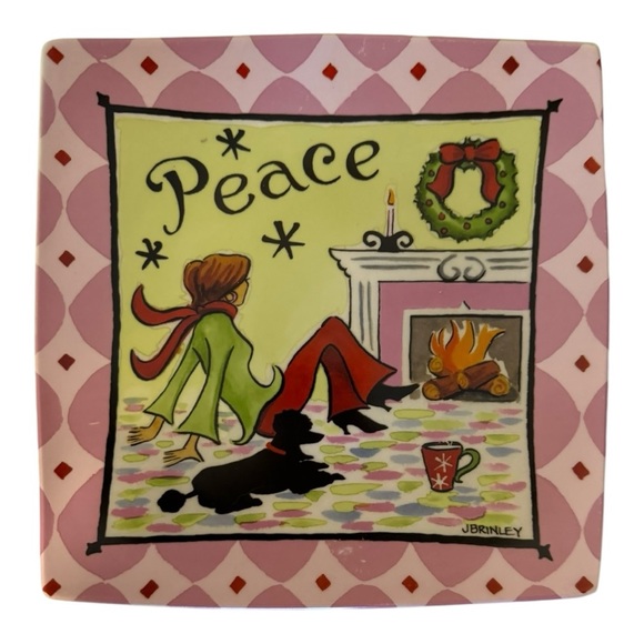 Set of 3 Cypress Home Christmas Square Plates | Peace, Joy, Cheer - Picture 6 of 12